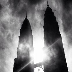 Low angle view of skyscraper against sky