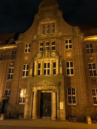 Low angle view of building at night