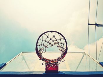 Low angle view of basketball hoop against sky