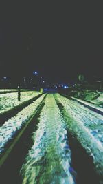 Illuminated street lights at night