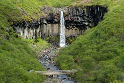 Scenic view of skaftafell waterfall