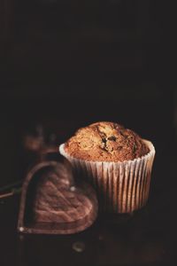 Close-up of cookies against black background