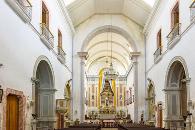 Interior of historic colonial church on paraty city