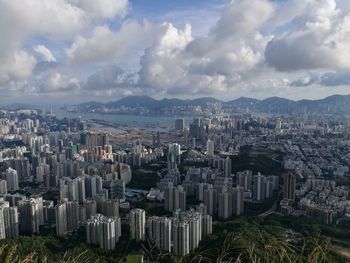 High angle view of cityscape against sky