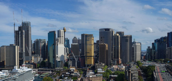 Aerial view of sydney's skyline.