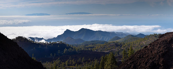 Panoramic view of mountains against sky