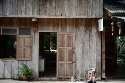 Closed door of building