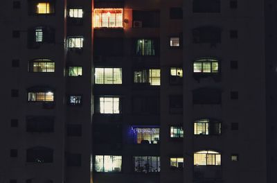 Full frame shot of illuminated building at night