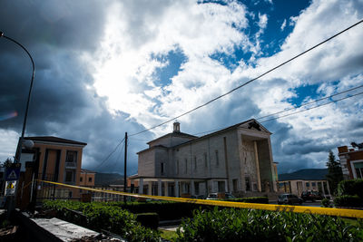 Low angle view of buildings against sky