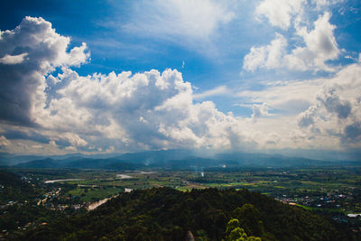 High angle view of landscape against sky