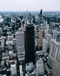 Aerial view of cityscape against sky