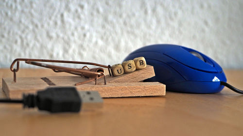 Close-up of laptop on table