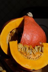 Close-up of pumpkin in plate