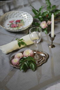 High angle view of potted plant on table