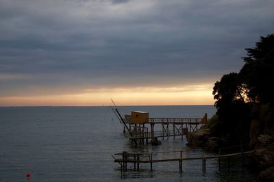 Scenic view of sea at sunset