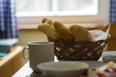 Close-up of coffee cup on table