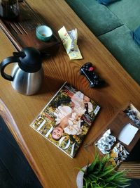 High angle view of food on table