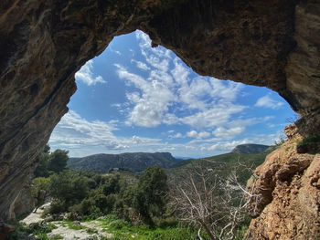 Panoramic view of mountains against sky