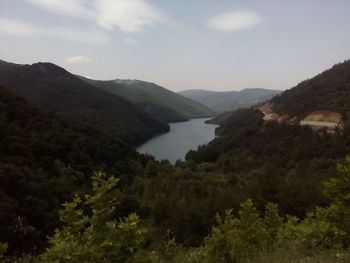 Scenic view of lake and mountains