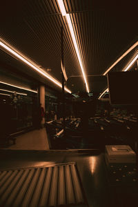 Interior of illuminated subway station