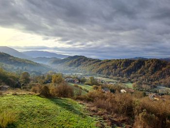 Scenic view of mountains against sky