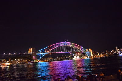 Bridge over river at night