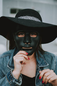 Portrait of woman wearing mask