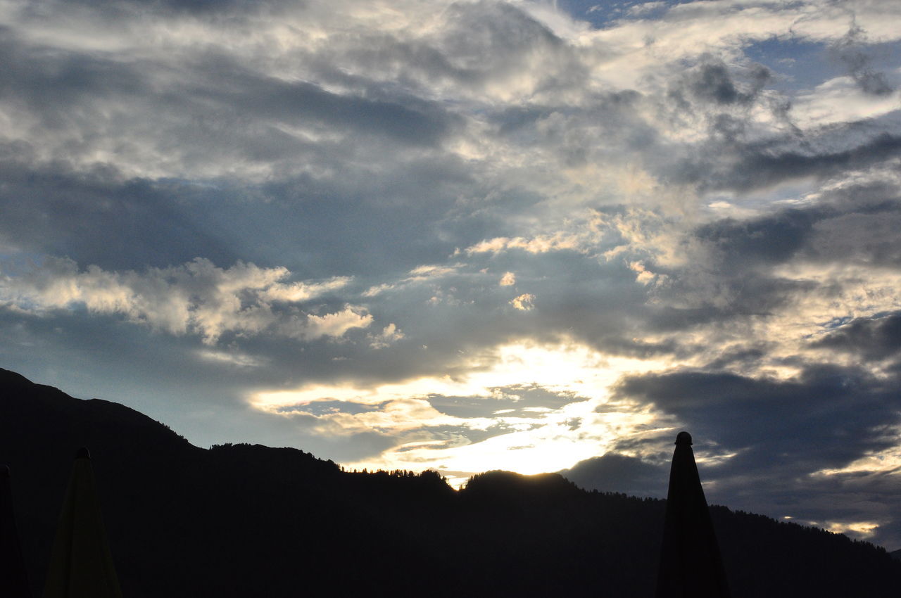 SILHOUETTE OF MOUNTAIN RANGE AT SUNSET