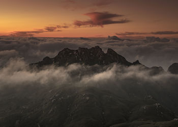 Scenic view of dramatic sky during sunset