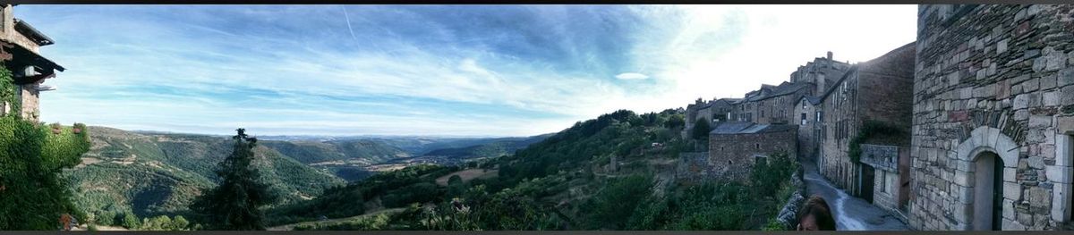 Clouds over mountain range