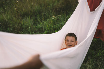 Portrait of a family in nature.