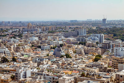 High angle view of townscape against sky