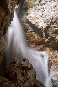 Low angle view of waterfall