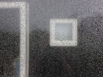 Full frame shot of wet window in rainy season