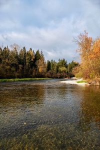 Scenic view of lake against sky