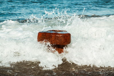 Waves splashing on shore