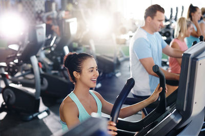 People exercising in gym