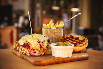 Close-up of food on table