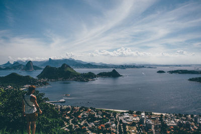 Scenic view of sea against cloudy sky