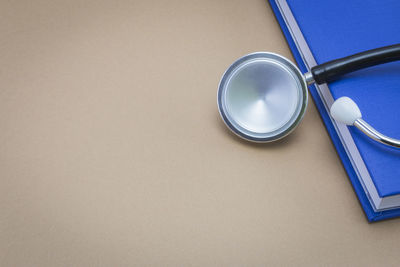 High angle view of blue pen on table