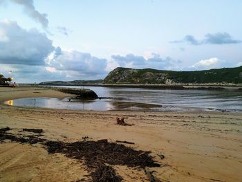 Scenic view of beach against sky