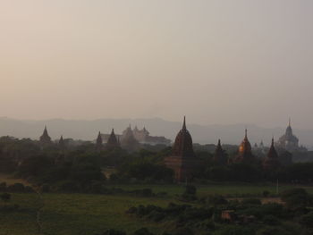 Panoramic view of a temple against clear sky