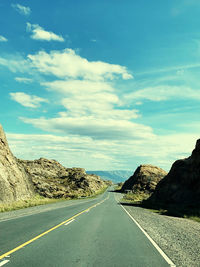 Surface level of road against sky