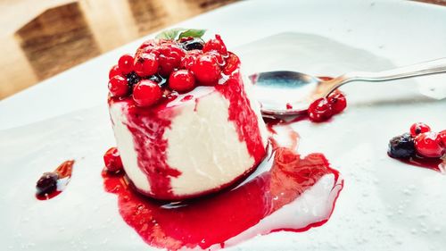 Close-up of dessert in plate on table