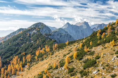 Scenic view of mountains against sky