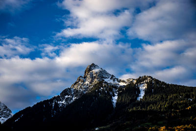 Scenic view of mountains against cloudy sky