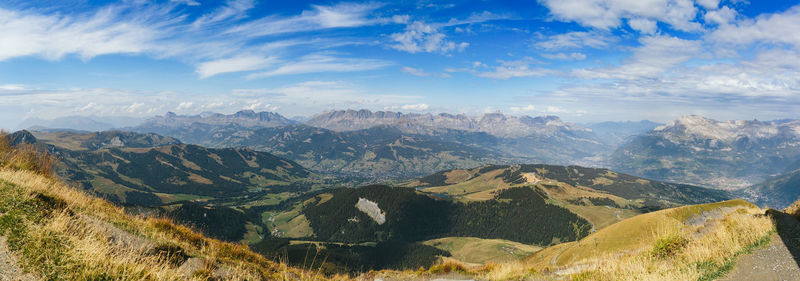 Scenic view of mountains against sky