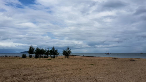 Scenic view of beach against sky