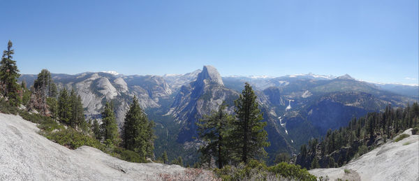 Scenic view of mountains against clear sky