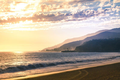 Scenic view of sea against sky during sunset